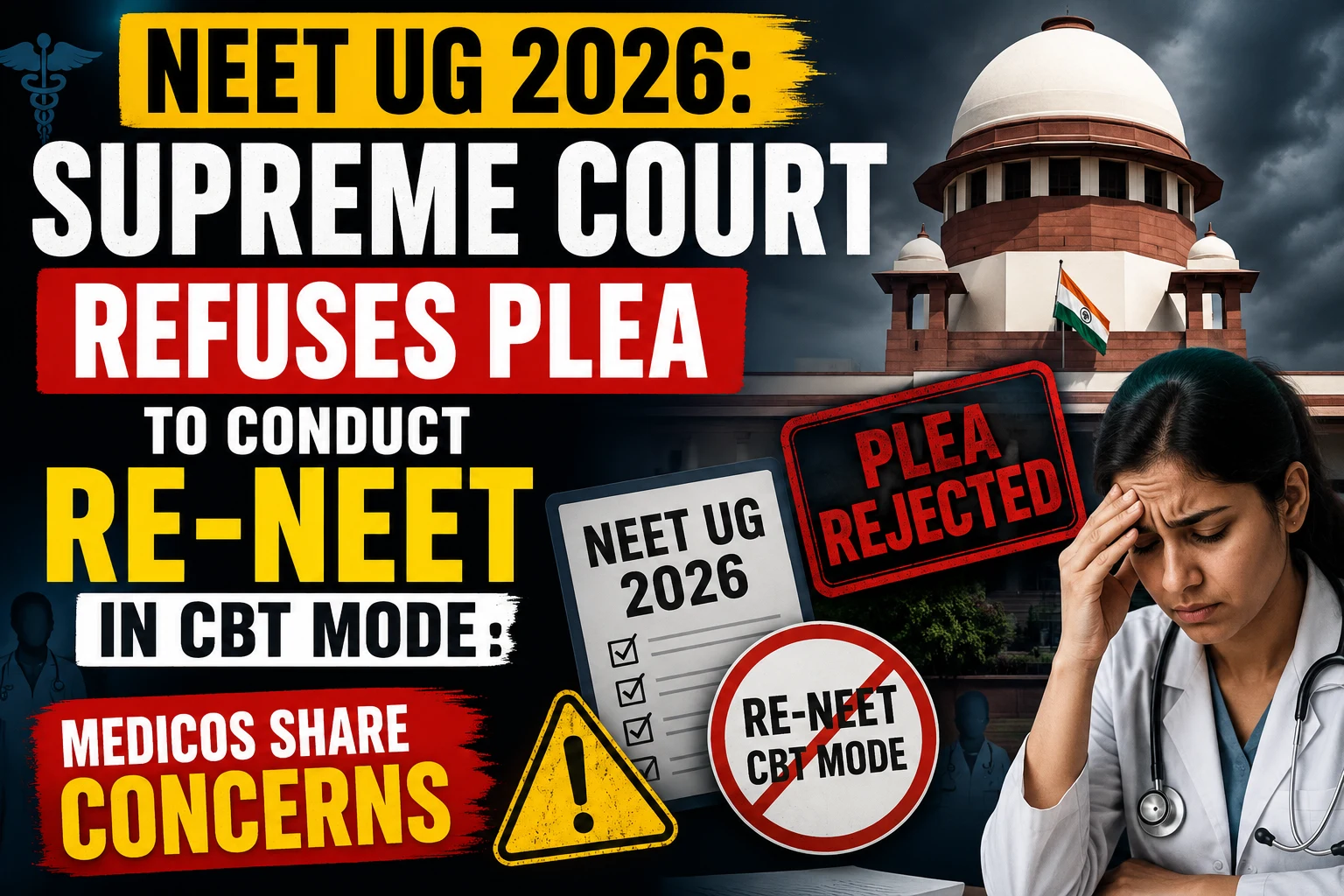 NEET UG 2026 Supreme Court Refuses Plea to Conduct Re-NEET in CBT Mode; Medicos Share Concerns